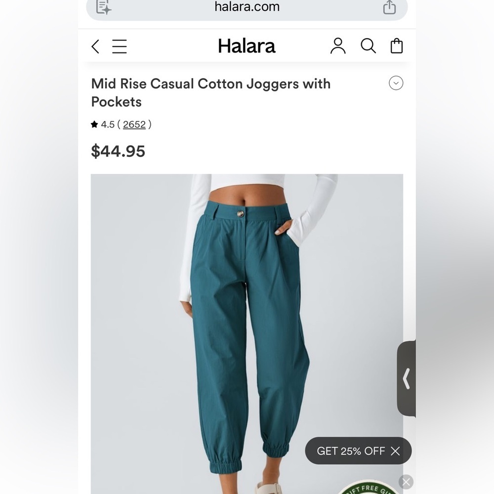 NWT Halara Size Medium Mid Rise Cotton Joggers with Pockets MSRP $44.95
